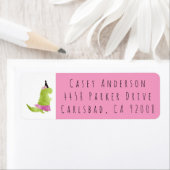 恐竜ツツ小さな女の子ピンクディノテーマ誕生日 ラベル (インサイチュ)