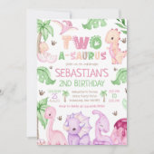 恐竜ツーアサウルスガール第2誕生日パーティー 招待状 (正面)