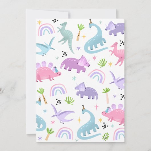 恐竜ツーサンザールピンクTレックス2回目の誕生日パーティー 招待状 (裏面)