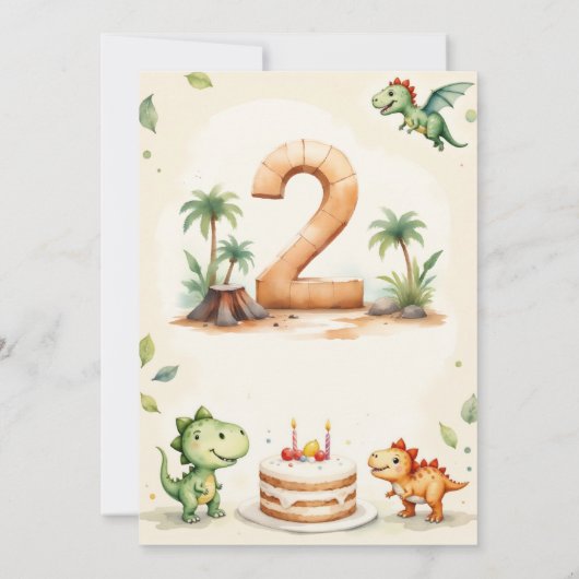 恐竜ツーレックス 誕生日お礼カード 招待状 (裏面)