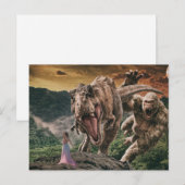 恐竜ティラノサウルスゴリラファンタジーシーン ポストカード (正面/裏面)