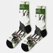 恐竜ティラノサウルスパーソナライズされた名ラプター ソックス (左)