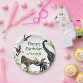 恐竜ティラノサウルスラプターハッピーバースデー ペーパープレート (パーティー)