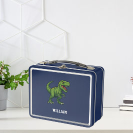 恐竜ティラノサウルスレックス名blue green メタルランチボックス