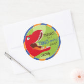 恐竜ティラノサウルスレックス誕生日カップケーキトッパー ラウンドシール (封筒)