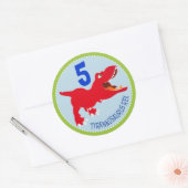 恐竜ティラノサウルスレックス誕生日カップケーキトッパー ラウンドシール (封筒)