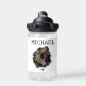 恐竜ティラノサウルスTレックスパーソナライズされた名 ウォーターボトル (背面)