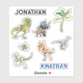 恐竜ティラノサールTレックスラプター水色 シール (シート)