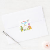 恐竜テーマの子供の誕生日お礼 スクエアシール (封筒)