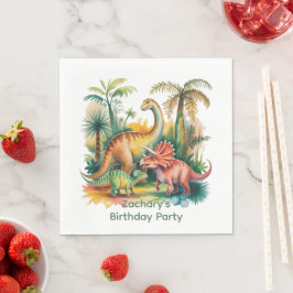 恐竜テーマの男の子の誕生日パーティー スタンダードランチョンナプキン