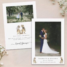 恐竜テーマの結婚式フォトサンクスギフト サンキューカード