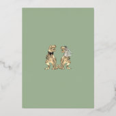 恐竜テーマの結婚式 Sage Green Gold 箔招待状 (裏面)