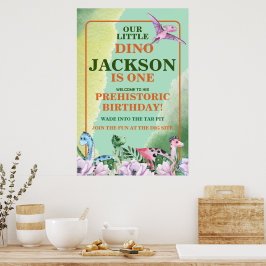 恐竜テーマの1歳誕生日 ポスター