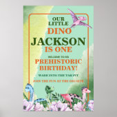 恐竜テーマの1歳誕生日 ポスター (正面)