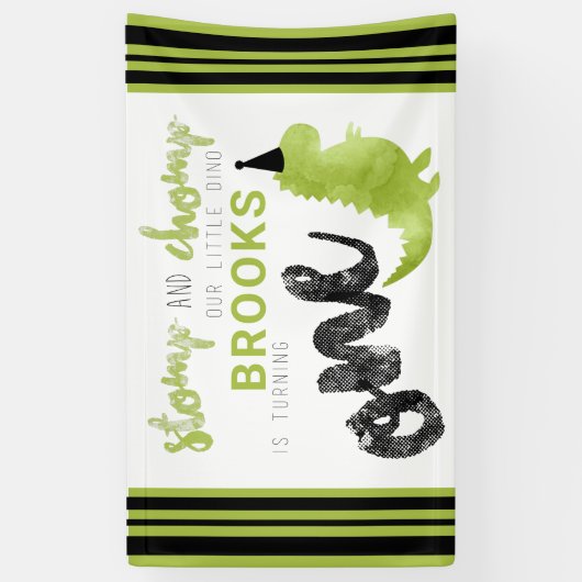 恐竜テーマアズリトルディノブラックグリーンストンプB 横断幕 (縦)