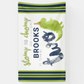 恐竜テーマアズリトルディノブルーグリーン金ゴールド 横断幕 (縦)