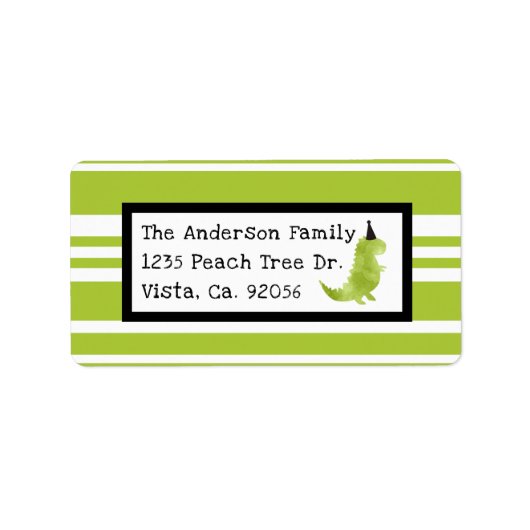 恐竜テーマグリーンアンドブラックリトルディノテーマ ラベル (正面)