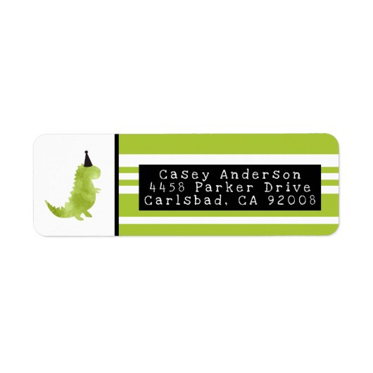 恐竜テーマストンプアンドチョンプグリーンディノ誕生日 ラベル (正面)