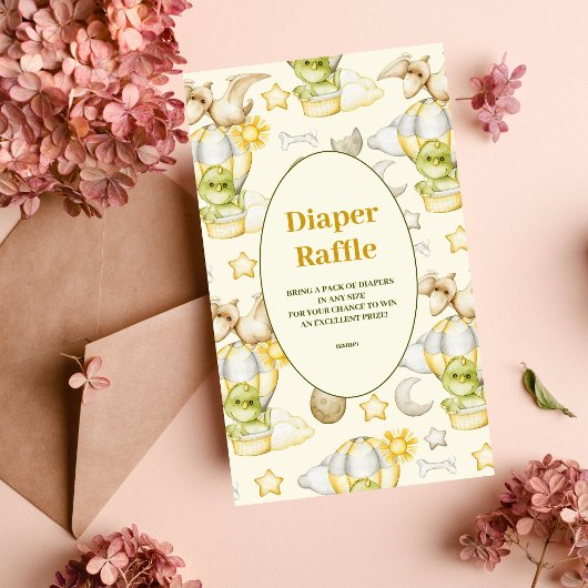 恐竜テーマベビーおむつラッフル エンクロージャーカード