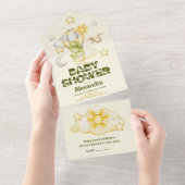 恐竜テーマベビーシャワー オールインワン招待状 (貼ってはがせる)