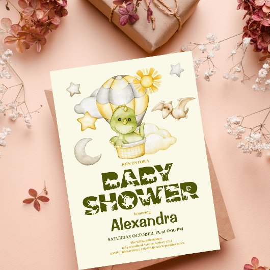 恐竜テーマベビーシャワー 招待状