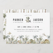 恐竜テーマ共同誕生日パーティー 招待状 (正面/裏面)