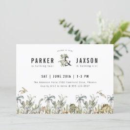 恐竜テーマ共同誕生日パーティー 招待状