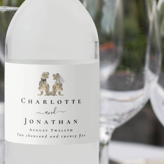 恐竜テーマ結婚のカスタム ペットボトルラベル