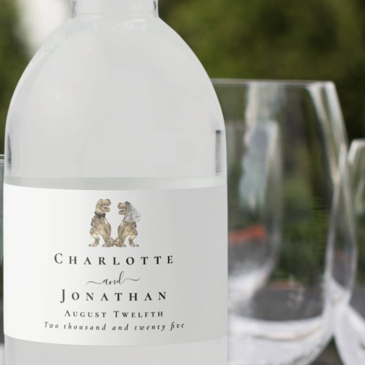 恐竜テーマ結婚のカスタム ペットボトルラベル