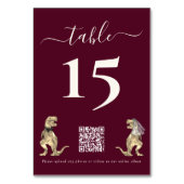 恐竜テーマ結婚のブルゴーニュQRコード テーブルナンバー (裏面)