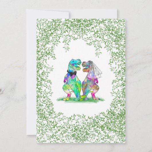 恐竜テーマ結婚の感謝 サンキューカード (裏面)