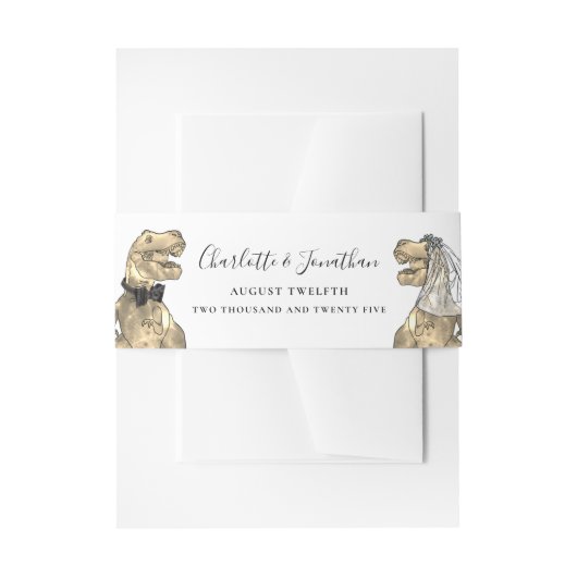 恐竜テーマ結婚ズパーソナライズされた 招待状ベリーバンド (正面例)