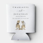 恐竜テーマ結婚ズパーソナライズされた 缶クーラー (裏面)