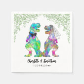 恐竜テーマ結婚ズ スタンダードカクテルナプキン (正面)