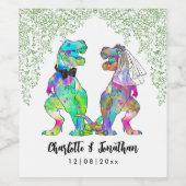 恐竜テーマ結婚ズ ワインラベル (シングルラベル)