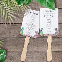 恐竜テーマ結婚式プログラム ハンドファン