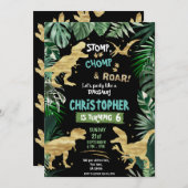 恐竜テーマ誕生会 招待状 (正面/裏面)