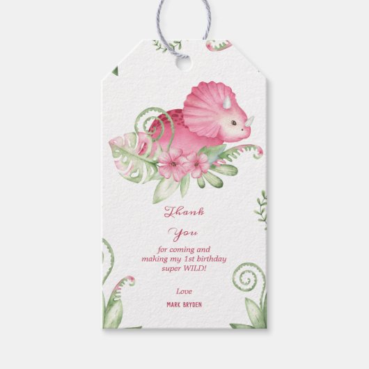 恐竜テーマ誕生日ありがとう ギフトタグ (正面)