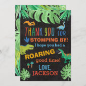 恐竜テーマ誕生日パーティーサンキューカード 招待状 (正面/裏面)
