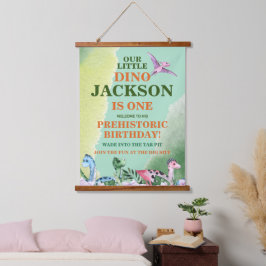 恐竜テーマ1歳の誕生日 吊り下げ型タペストリー