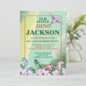 恐竜テーマ1歳の誕生日 招待状 (スタンド正面)