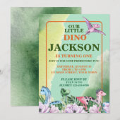 恐竜テーマ1歳の誕生日 招待状 (正面/裏面)