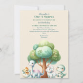 恐竜テーマ1st誕生日パーティー 招待状 (正面)