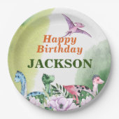 恐竜テーマ1st誕生日紙プレート ペーパープレート (正面)