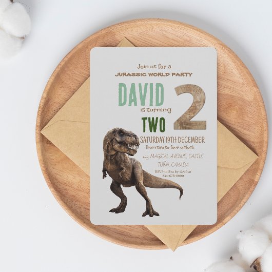 恐竜テーマ2nd誕生日パーティー 招待状