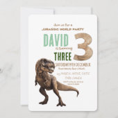 恐竜テーマ3回目の誕生日パーティー 招待状 (正面)