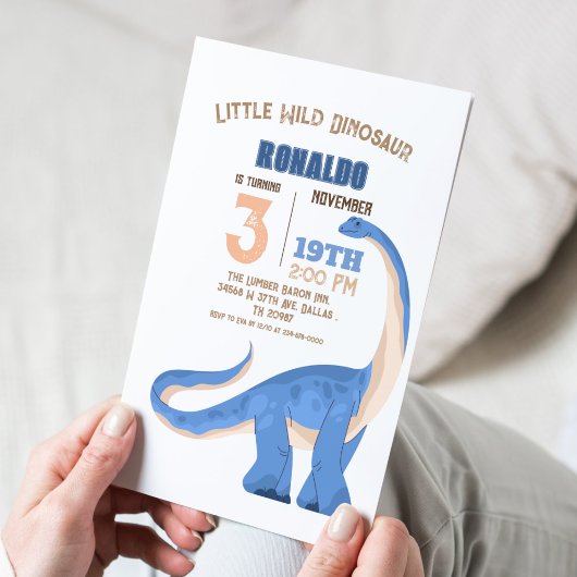恐竜テーマ3回目の誕生日パーティー 招待状