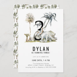 恐竜テーマ3回目の誕生日パーティー 招待状