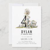 恐竜テーマ4th誕生日パーティー 招待状 (正面)