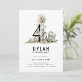 恐竜テーマ4th誕生日パーティー 招待状 (スタンド正面)